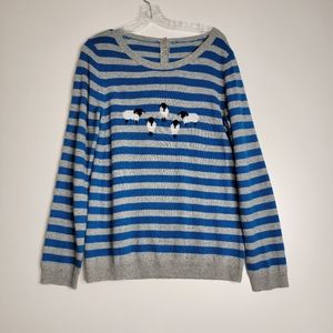 Talbots Sheep Sweater Blue & Grey Winter Women's sz Midium